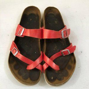 Birkenstock Sandals Two Red Straps Toe Strap